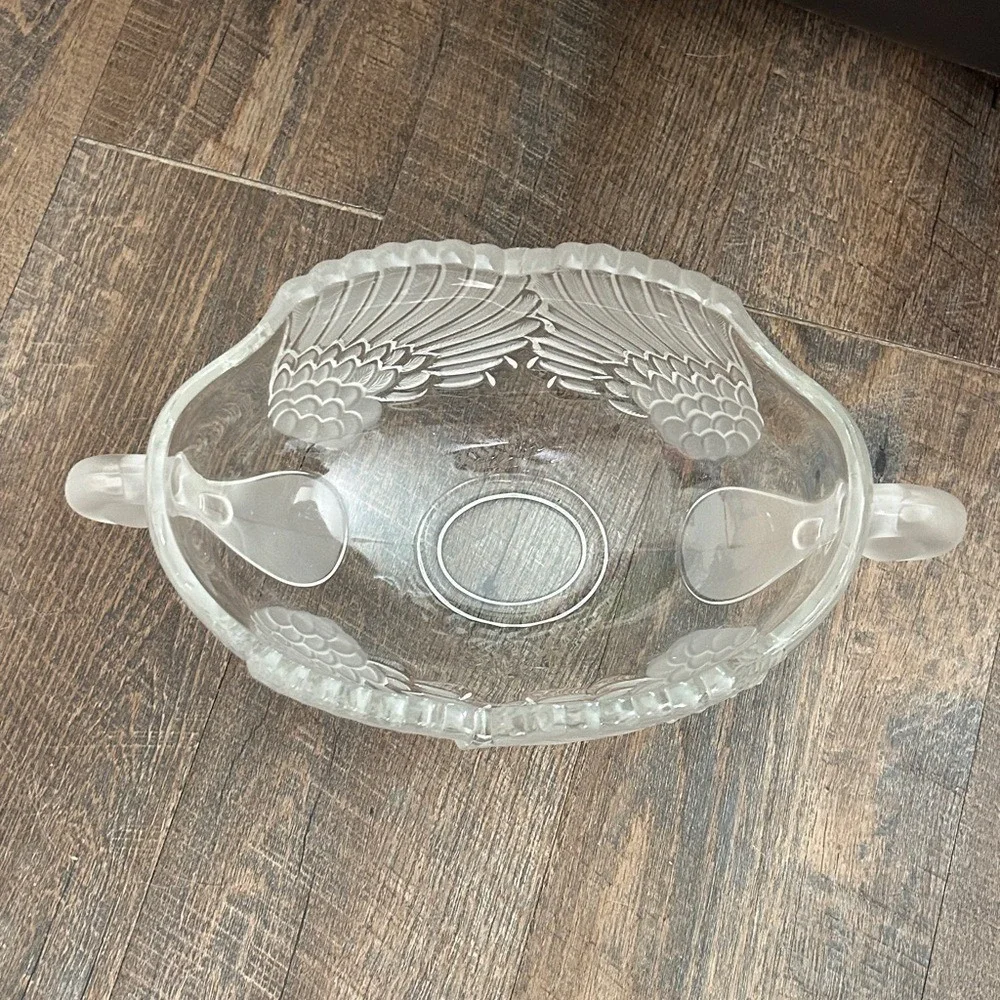 Vintage Mikasa Frosted Swan‎ Crystal Oval Handled Bowl - 13